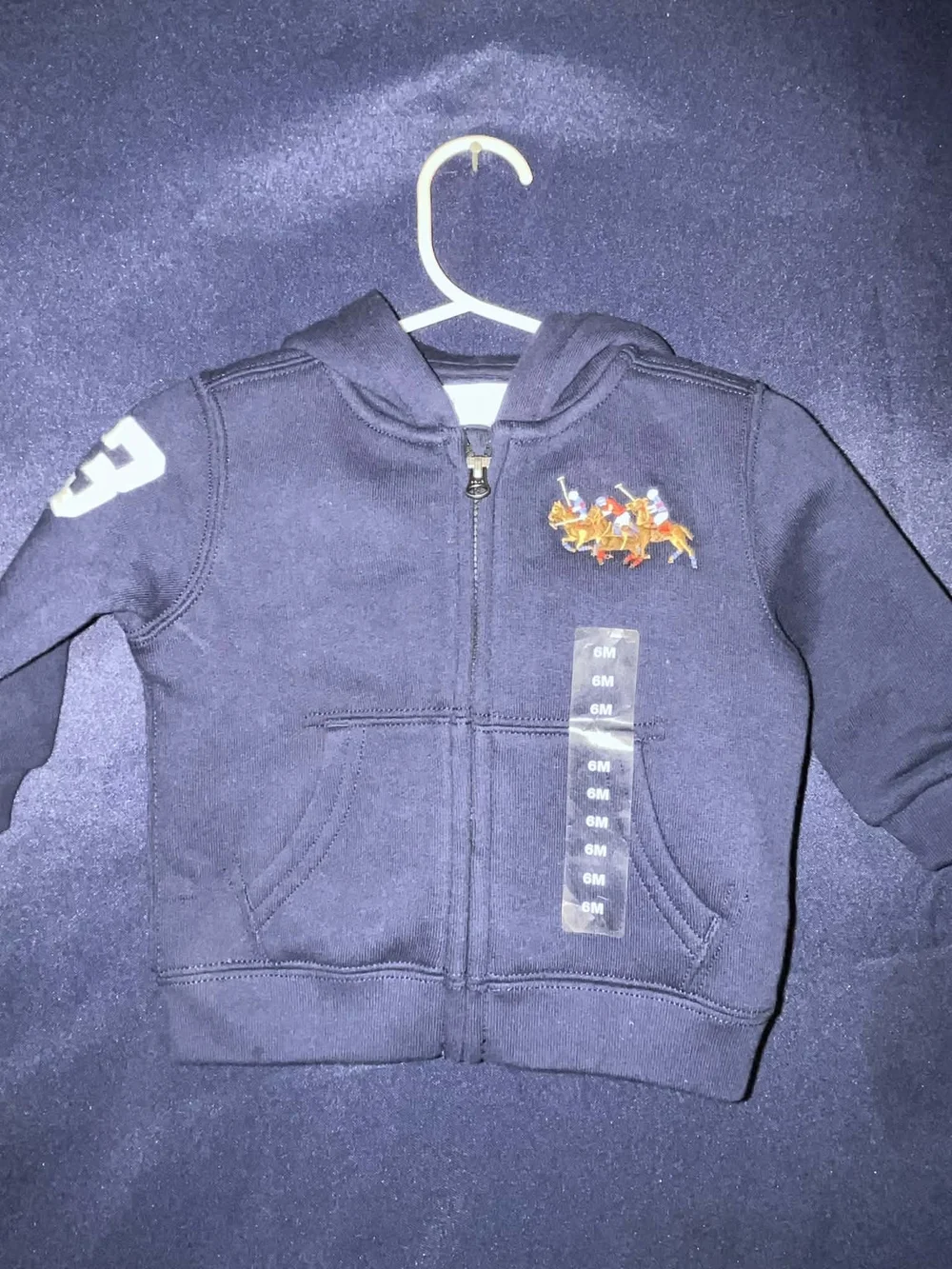 Ralph Lauren Navy Zip Hoodie with Polo Player Patch